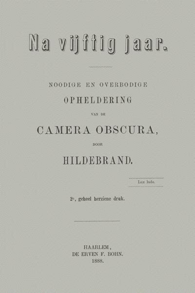 na vijftig jaar noodige en overbodige opheldering van de camera obscura Epub