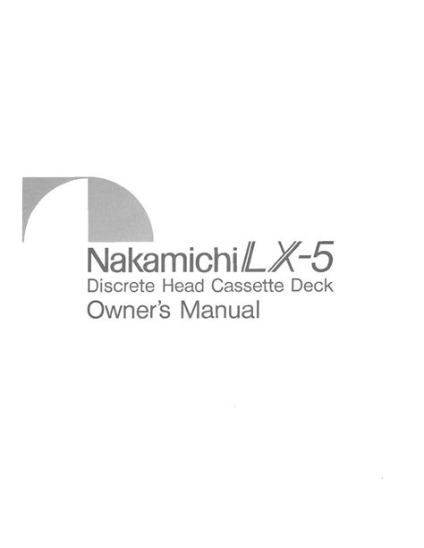 nakamichi lx 5 service manual user guide Kindle Editon