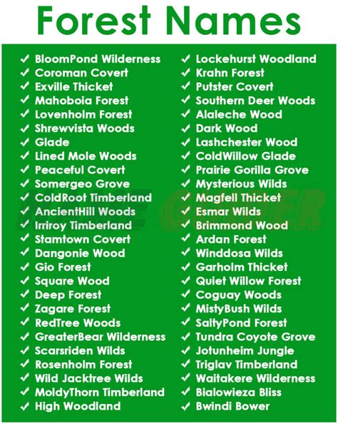 names for a forest