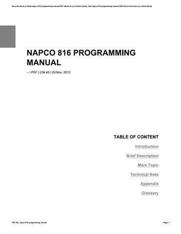 napco 816 user manual Doc