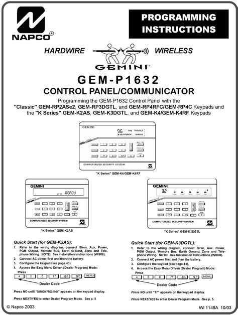 napco gemini user manual Reader