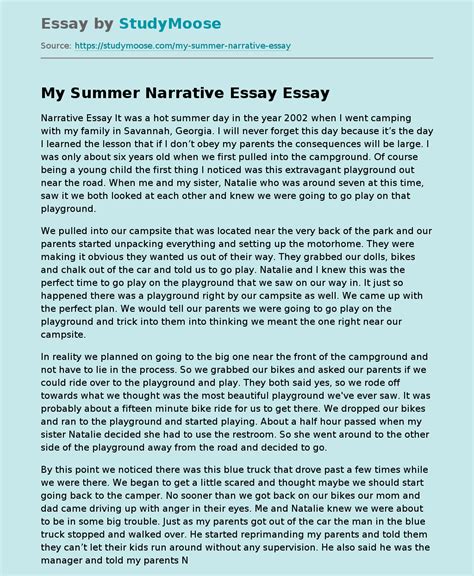 narrative writing essays examples Epub