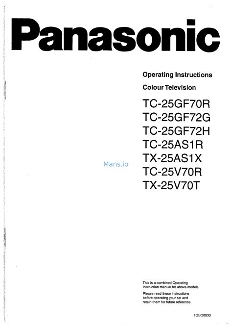 national panasonic tc 25v35a operating instructions PDF