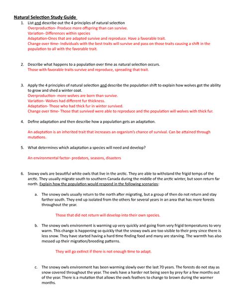 natural selection in populations study guide answers Doc