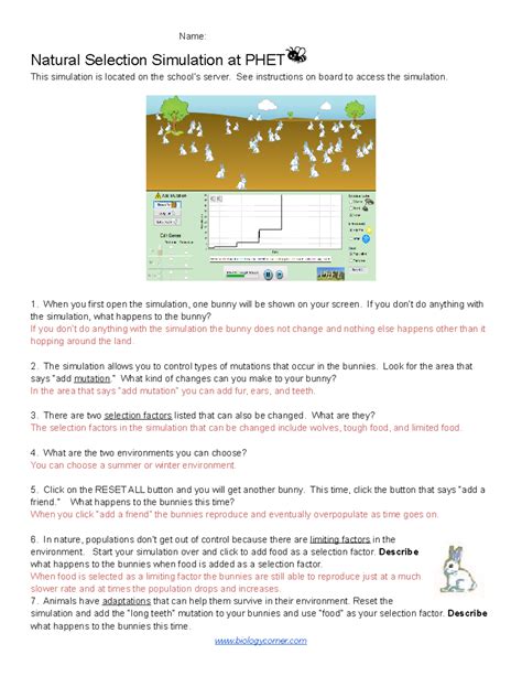 natural selection simulation at phet answer key Kindle Editon
