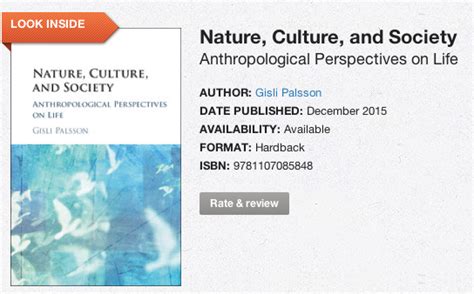 nature culture society anthropological perspectives Kindle Editon
