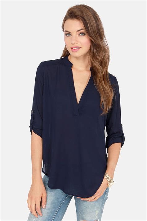 navy blue top for ladies