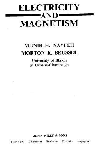 nayfeh and brussel electricity magnetism solutions Kindle Editon