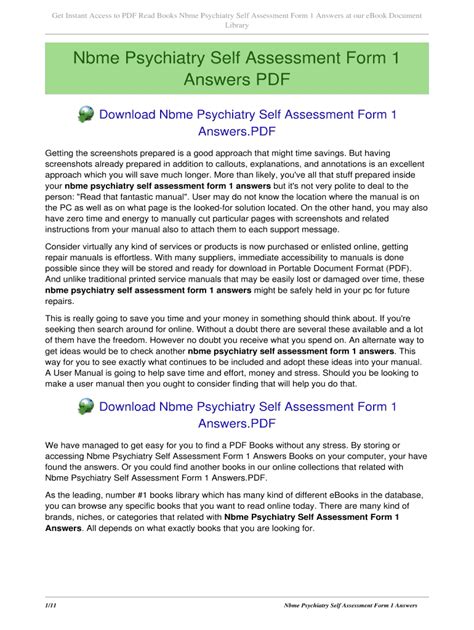 nbme psychiatry self assessment form 1 answers Kindle Editon