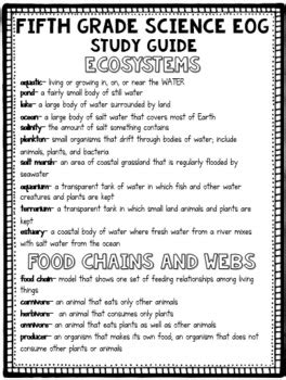 nc 5th grade science eog study guide Doc