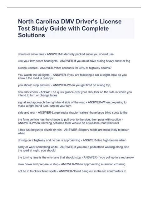 nc drivers test study guide Kindle Editon