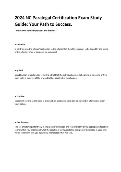 nc paralegal certification study guide PDF