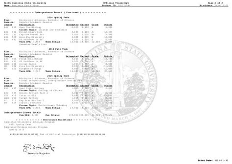 nc state transcript