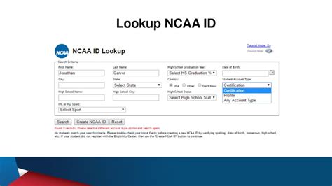 ncaa id lookup