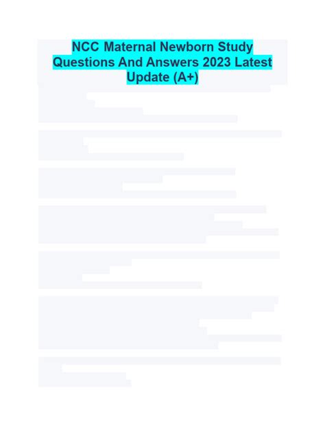 ncc maternal newborn study guides Reader