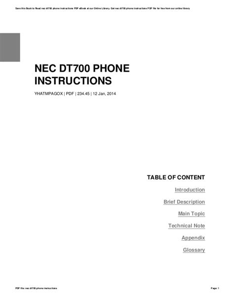 nec dt700 series service manual Doc