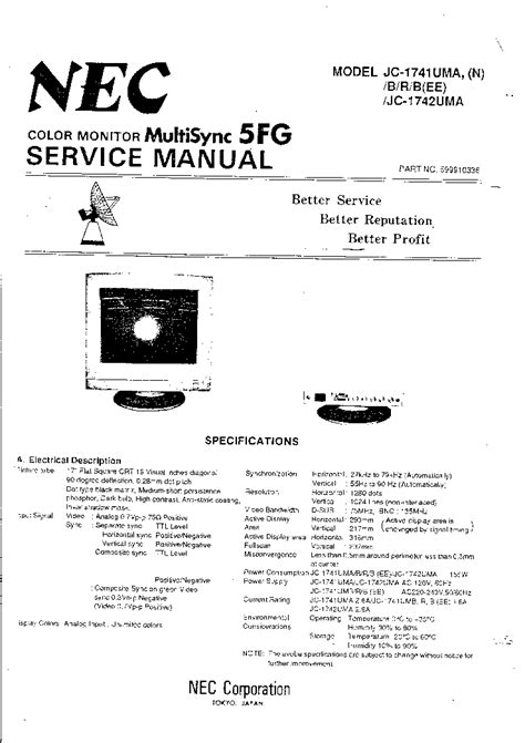 nec multisync 5fg jc 1741 1742 service manual user guide Doc