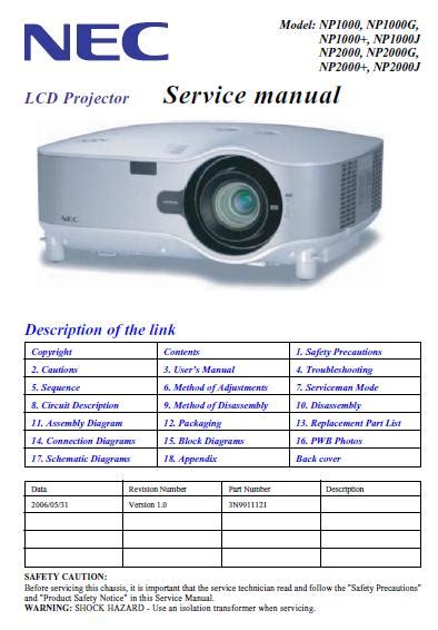 nec np1000 manual pdf Kindle Editon