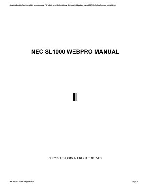 nec webpro manual pdf Kindle Editon