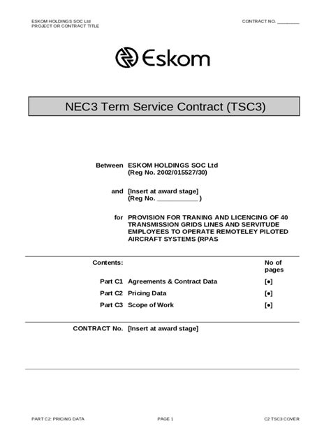 nec3 term service contract tsc3 eskom Kindle Editon