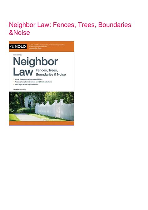 neighbor law fences trees boundaries and noise Kindle Editon