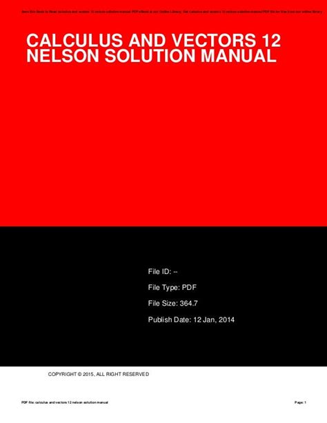 nelson calculus and vectors 12 solutions manual Kindle Editon