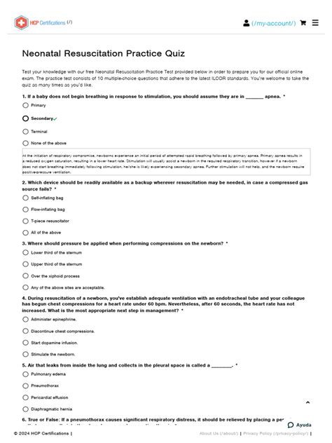 neonatal resuscitation test answers aha Ebook Doc