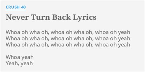 never turn back lyrics