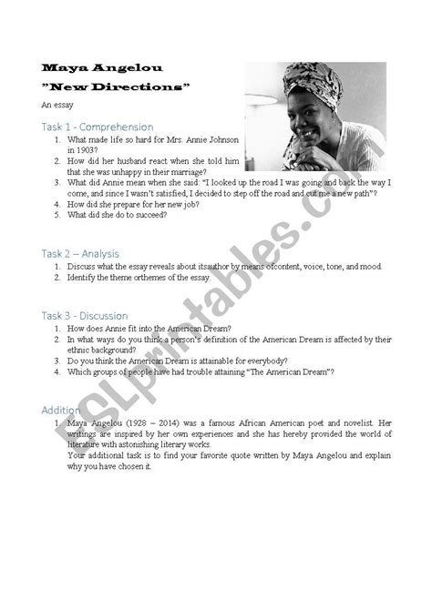 new directions maya angelou selection test answers Doc