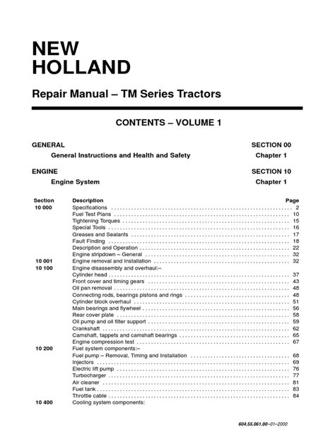 new holland repair manual free Kindle Editon