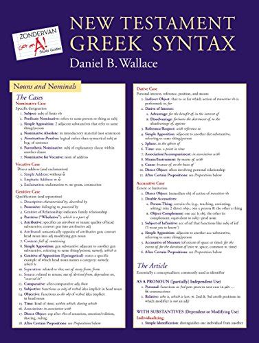 new testament greek syntax laminated sheet zondervan get an a study guides PDF