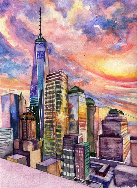 new york in watercolor ready to paint PDF