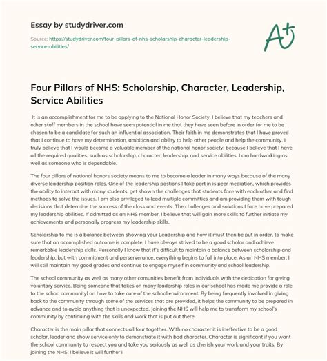 nhs leadership character four essay Doc