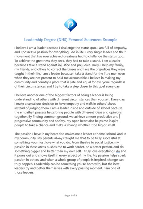 nhs personal statement examples