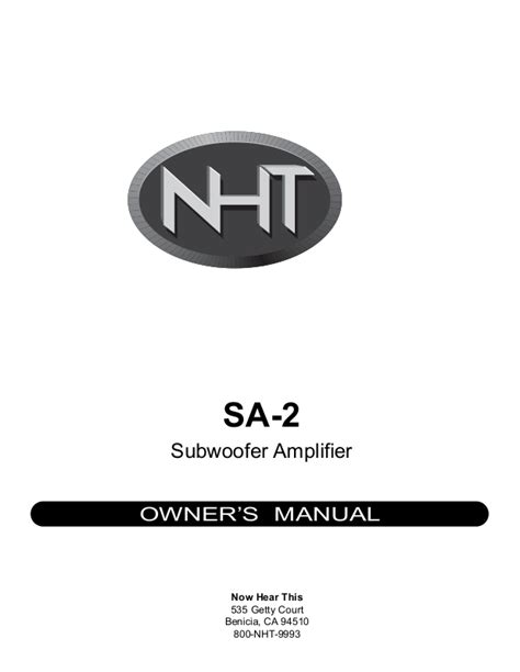 nht sa 2 user guide PDF
