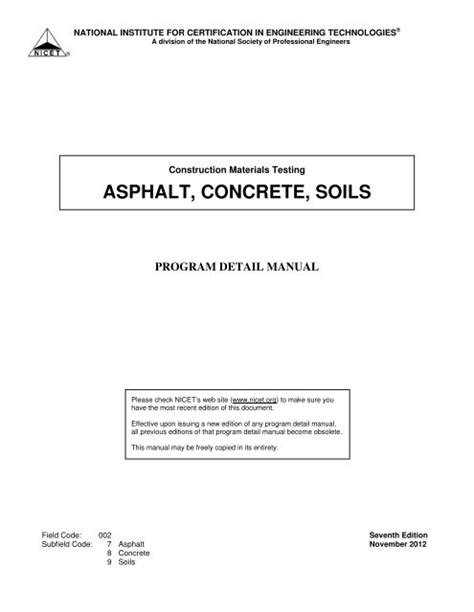 nicet study guide asphalt concrete and soil Doc