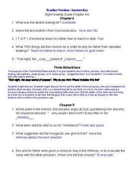 night elie wiesel study guide answer key Epub
