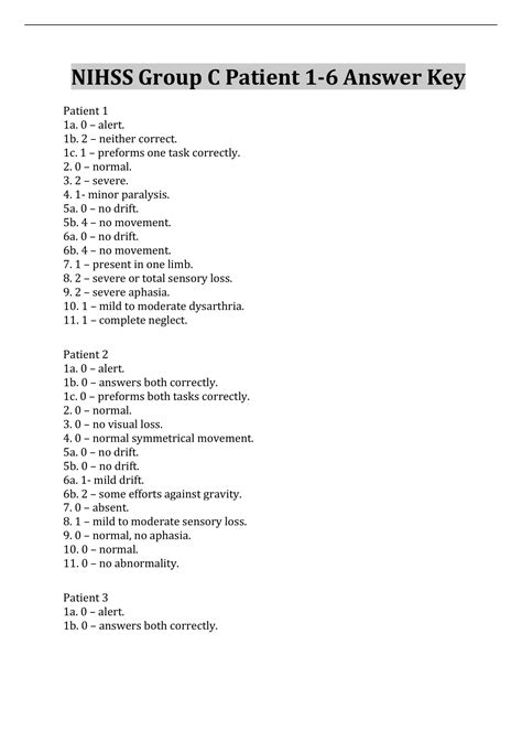 nihss certification answers group c answers PDF