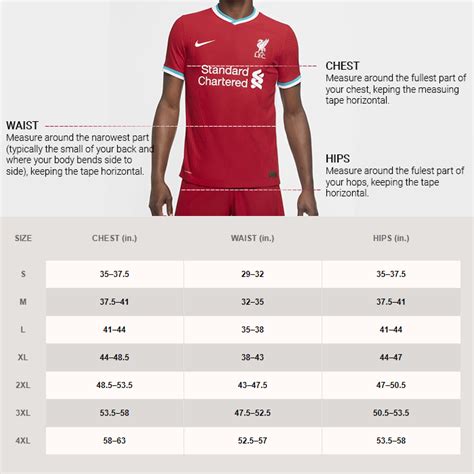 Nike Jerseys Size Chart