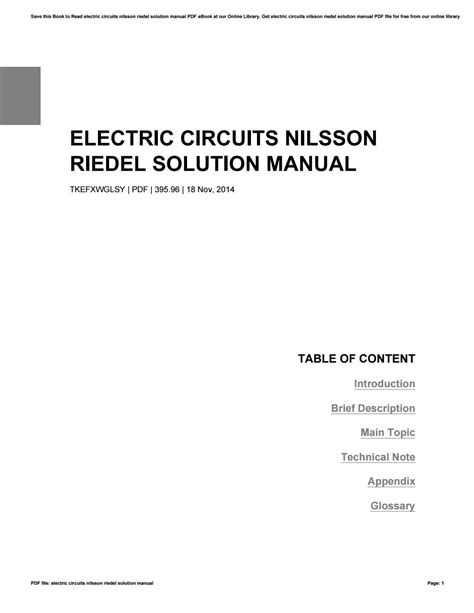 nilsson riedel electric circuits 8th edition solution manual Reader