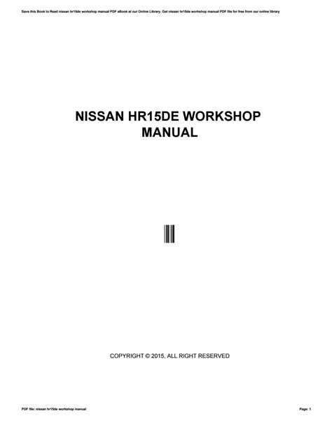 nissan hr15de workshop manual Doc