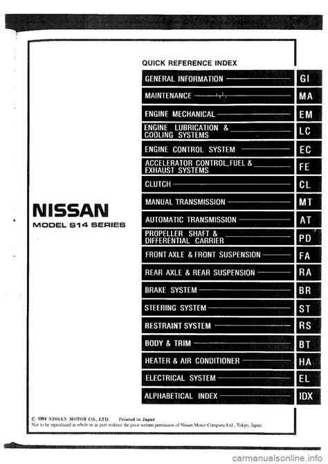 nissan online repair manuals PDF