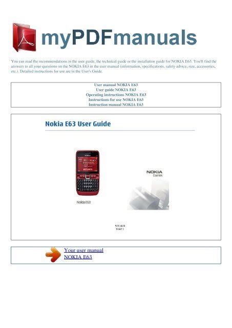 nokia e63 user guide manual pdf Kindle Editon