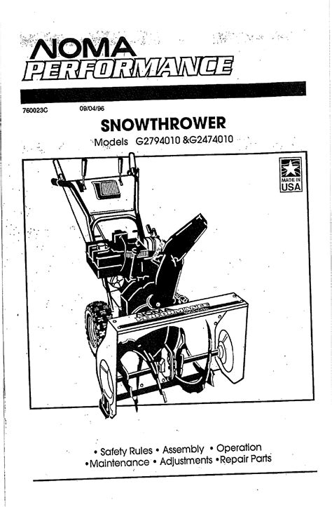 noma snow thrower manual Reader