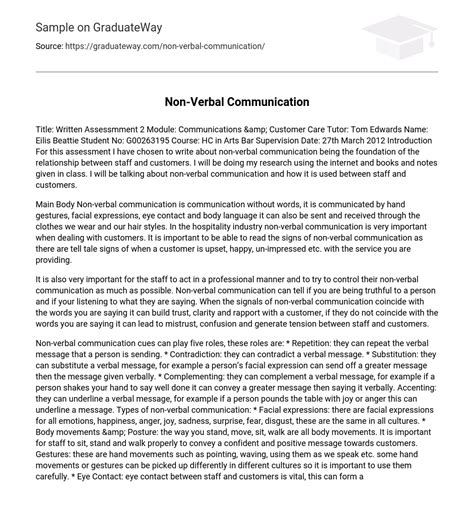 non verbal communication essay topics Kindle Editon