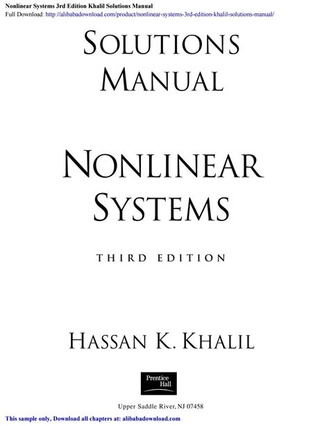 nonlinear control khalil solution manual Kindle Editon