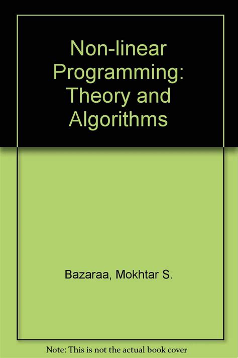 nonlinear programming theory and algorithms Epub