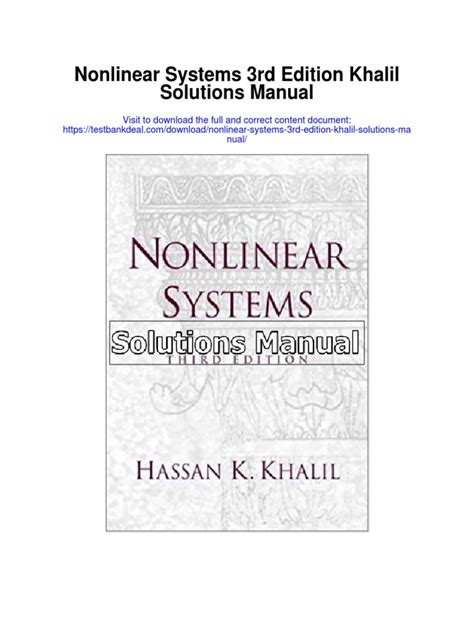 nonlinear systems khalil solutions manual pdf Kindle Editon