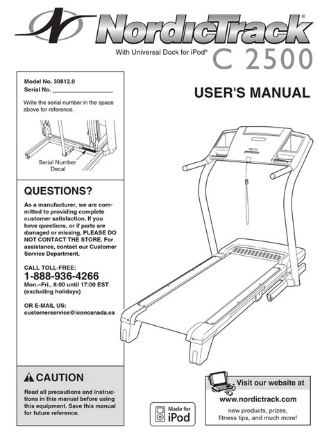 nordictrack treadmill user manual PDF
