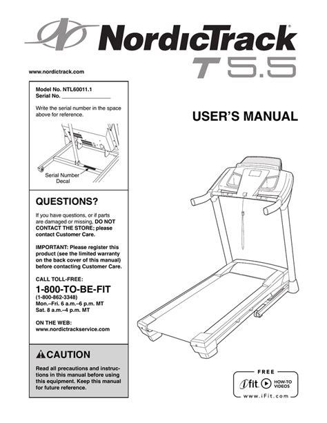 nordictrack treadmill user manual PDF